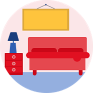 Red bedroom icon