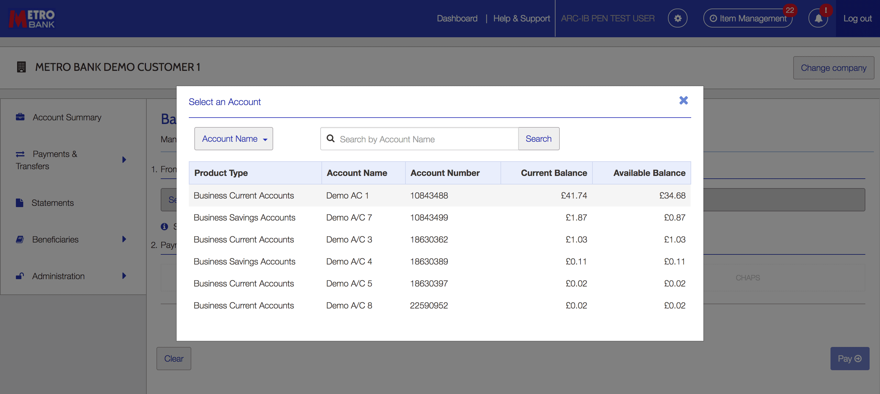 Batch payments from account