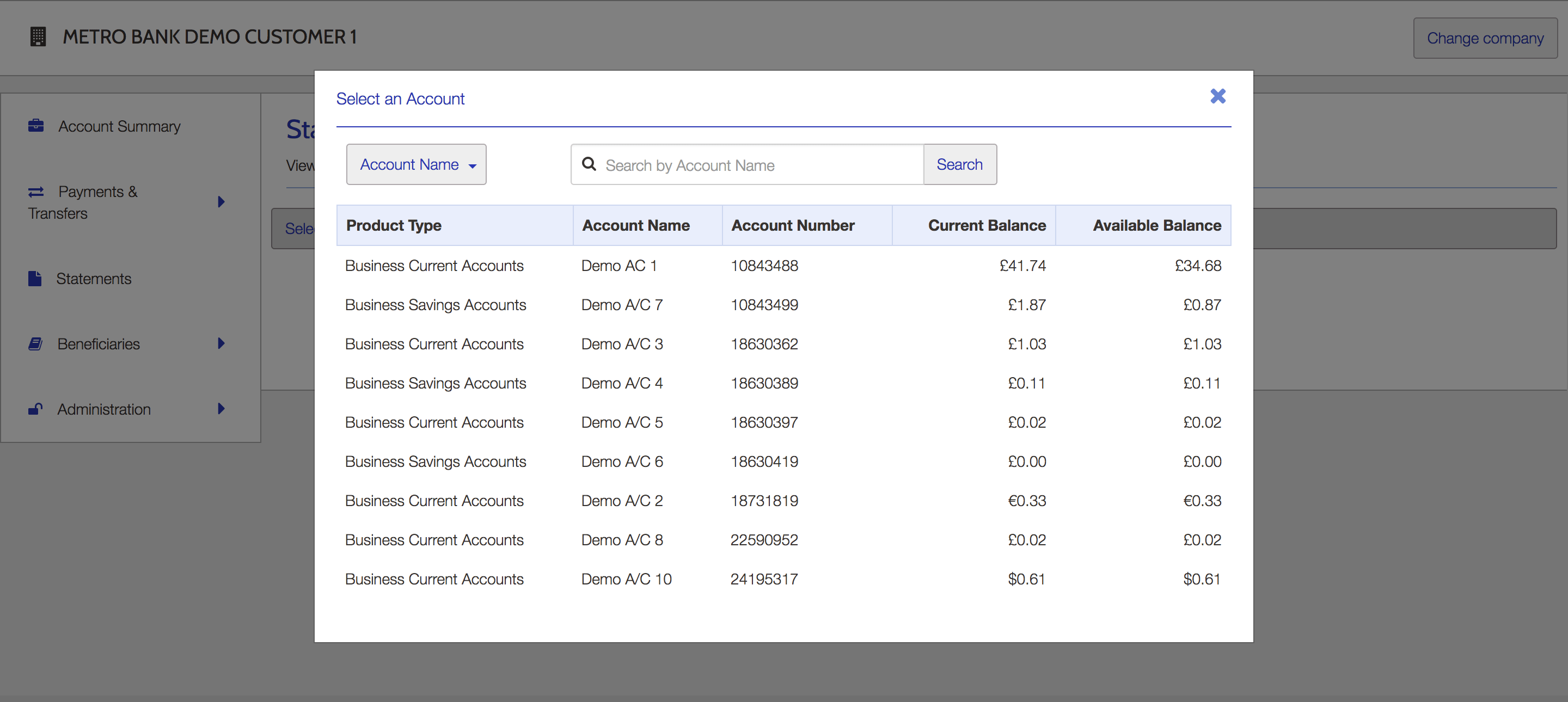 Choose account