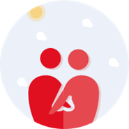 couple hugging joint account red icon 