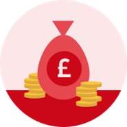 Red money bag icon